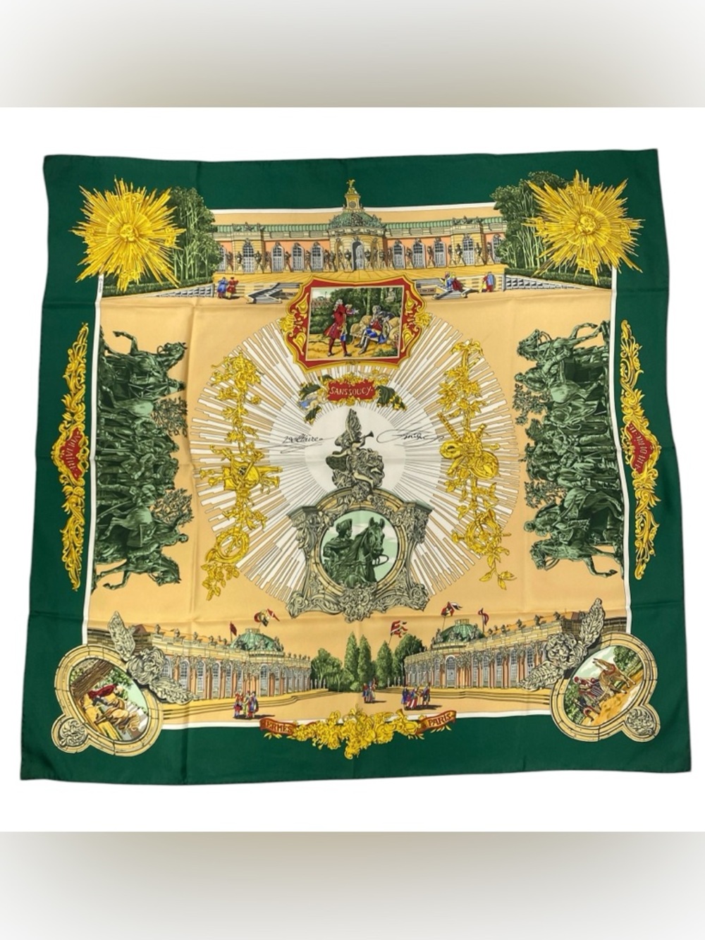 Hermes Silk Scarf Voltaire/Sanssoucy  Carre 90 By Loic Dubigeon